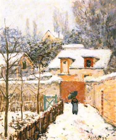 Garten in Louveciennes im Schnee von Alfred Sisley