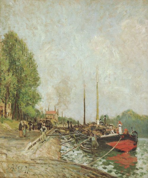 Sisley / Barque in Billancourt / 1877 von Alfred Sisley