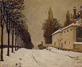 Verschneite Strasse bei Louveciennes. von Alfred Sisley