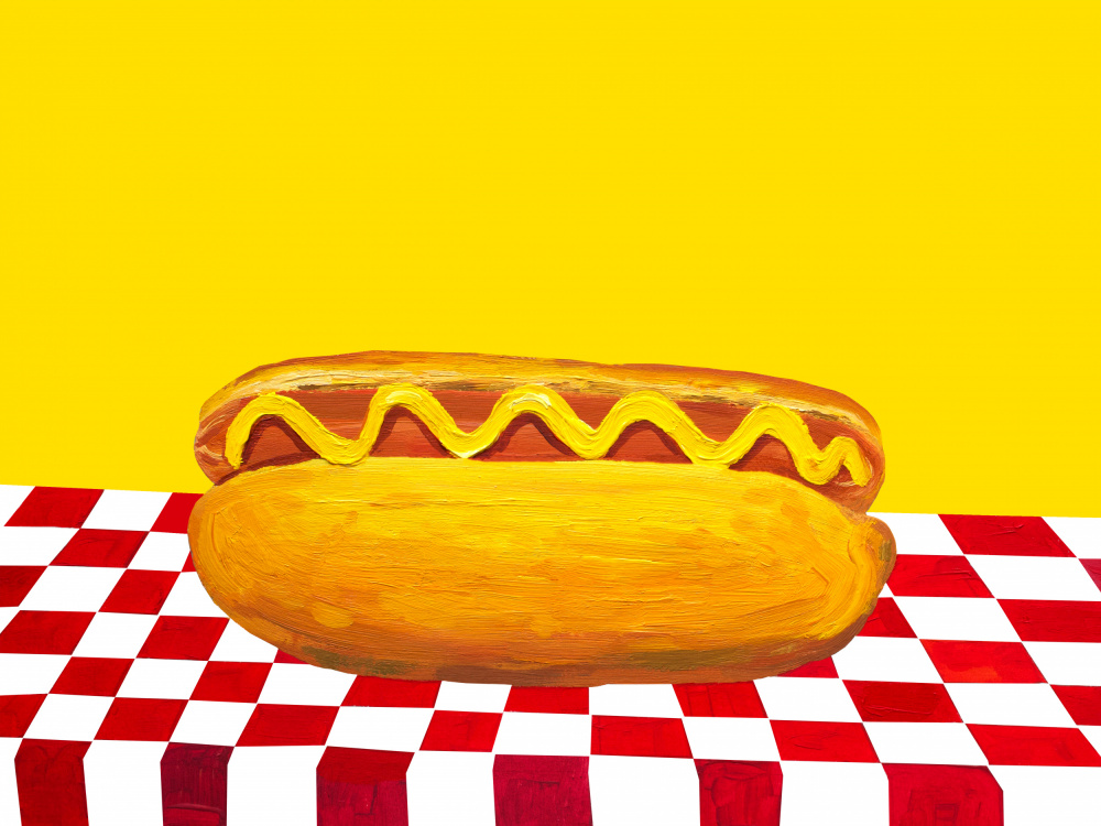 Hotdog mit senfrotem Karogelb von Alice Straker