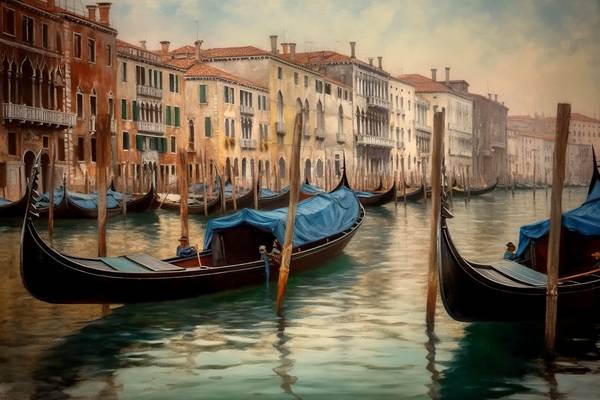 Gondels in Venetië von Alida Jorissen