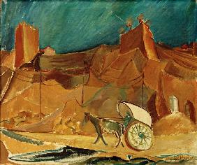 Spanische Landschaft mit Kutsche 1930
