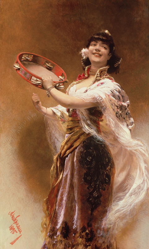 Gypsy Girl with a Tambourine von Alois Hans Schram
