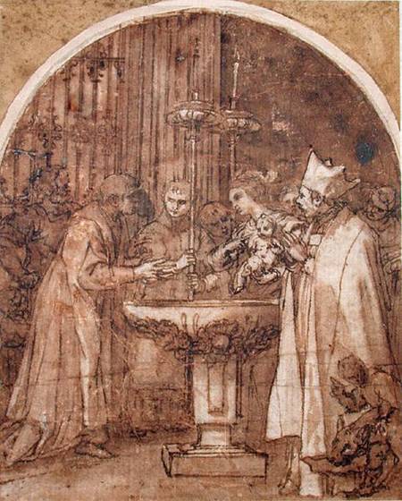 The Baptism (pen & ink & wash on paper) von Alonso Cano
