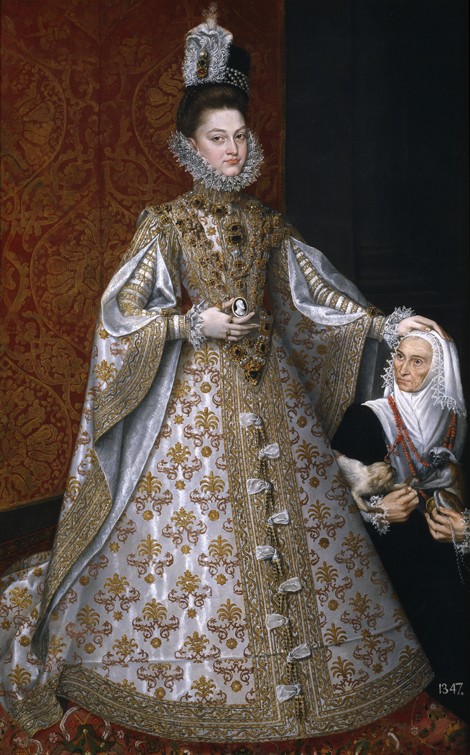 Porträt von Infanta Isabel Clara Eugenia von Österreich (1566-1633) mit Zwergin Magdalena Ruiz von Alonso Sanchez Coello