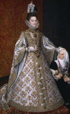 Porträt von Infanta Isabel Clara Eugenia von Österreich (1566-1633) mit Zwergin Magdalena Ruiz
