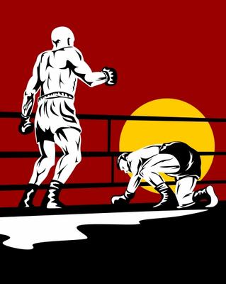 Boxer knockout on his knees von Aloysius Patrimonio
