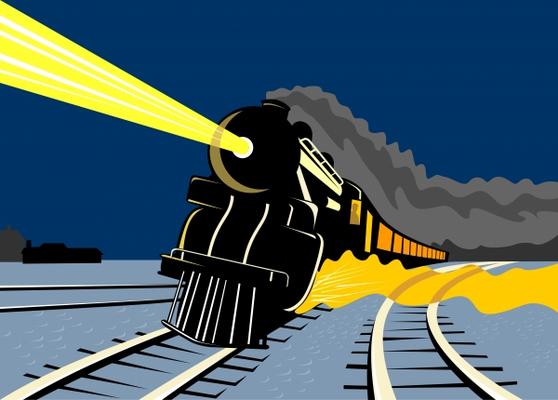 Steam train with headlights on von Aloysius Patrimonio