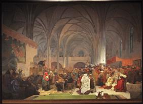 Die Predigt des Meister Johann Hus in der Bethlehem-Kapelle (Gemäldezyklus Das Slawische Epos) 1916