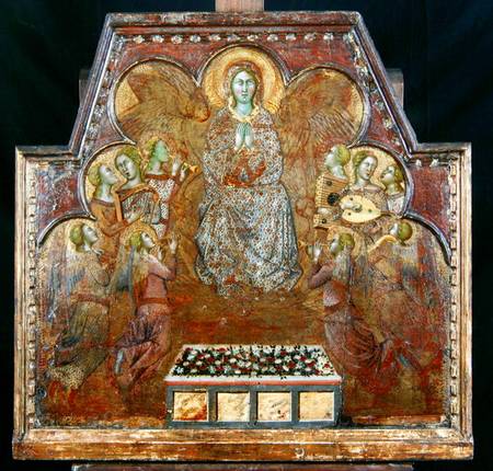 Virgin Surrounded by Angels (tempera & gold on panel) von also Manfredi de Battilori Bartolo di Fredi