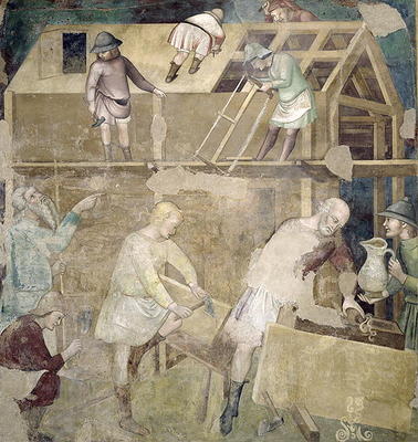 Noah Building the Ark, 1356-67 (fresco) von also Manfredi de Battilori Bartolo di Fredi