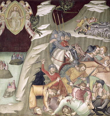 The Massacre of the Servants and Herdsmen of Job, 1356-67 (fresco) von also Manfredi de Battilori Bartolo di Fredi