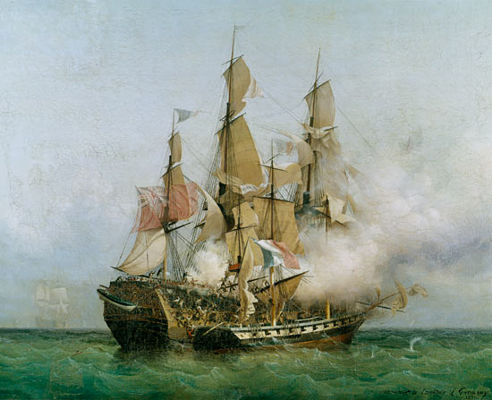 The Taking of the 'Kent' by Robert Surcouf (1736-1827) in the Gulf of Bengal, 7th October 1800 von Ambroise-Louis Garneray