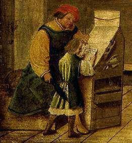 Der Schulmeister mit der Rute Detail aus Ein Schulmeister und seine Frau... 1516