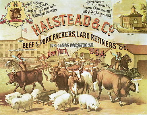 Beef & Pork Packers, c.1880 (colour litho) von American Photographer, (19th century)