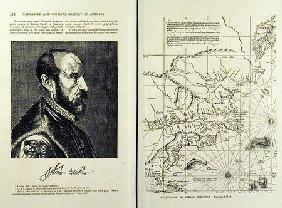 Abraham Ortel Oretelius (1527-98) and his world map of 1569, illustration from 'Narrative and Critic pub. in 18