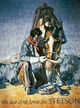 The Last Drop from his Stetson (colour litho) 19th