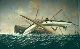 Whale attacking a Long Boat