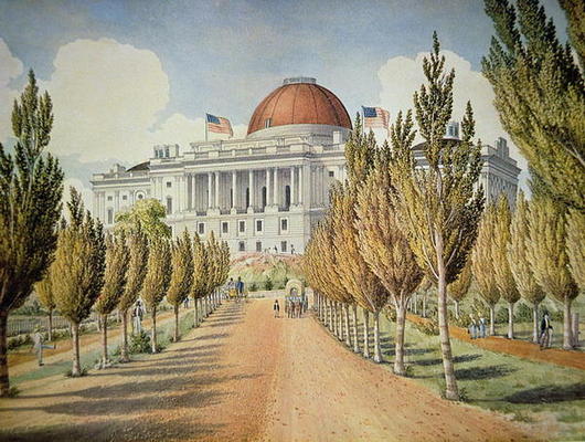 View of the Capitol (colour litho) von American School