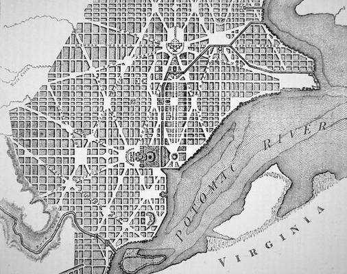 Plan of the City of Washington as originally laid out in 1793 (engraving) von American School, (18th century) (after)