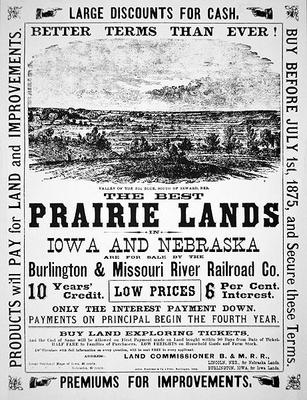 Land sale poster, 1875 (print) von American School, (19th century)