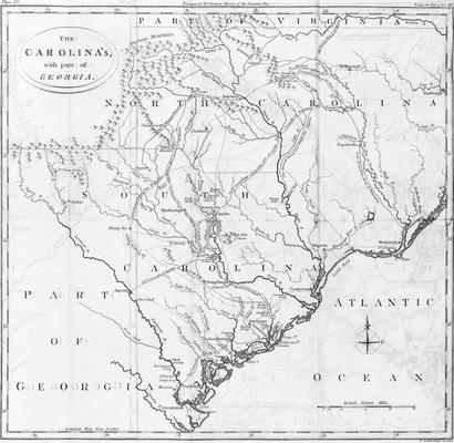 Map of the Carolinas with part of Georgia (engraving) von American School, (19th century)