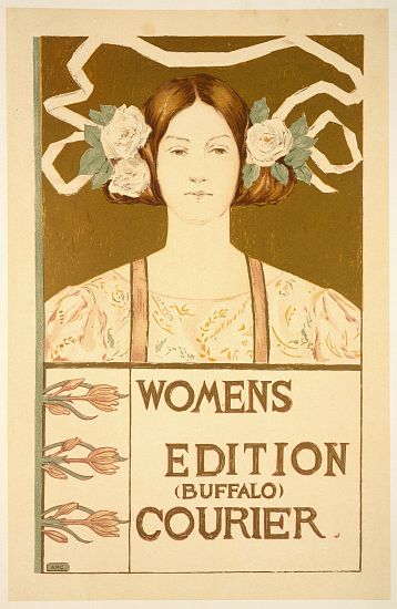 Reproduction of a poster advertising the 'Women's edition Buffalo Courier' von American School, (19th century)