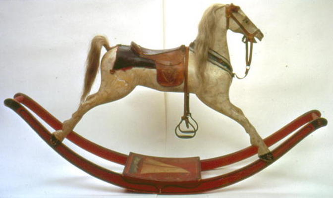 Rocking horse (wood & leather) von American School, (19th century)