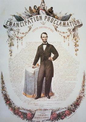 A souvenir print of the Emancipation Proclamation, issued 1st January 1863 (colour litho) 1849