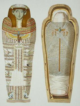 Case and mummy in its cerements from Gizeh, Volume II, plate XXVI from 'Ancient Egypt' by Samuel Aug 1900