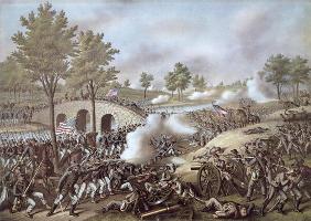 The Battle of Antietam, 1862, by Kurz & Allison (colour litho) 14th