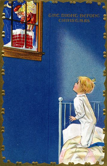 Child Sees Santa on the Roof on Christmas Eve von American School, (20th century)