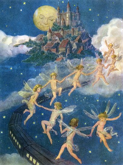 Fairies Flying to a Castle in the Sky von American School, (20th century)