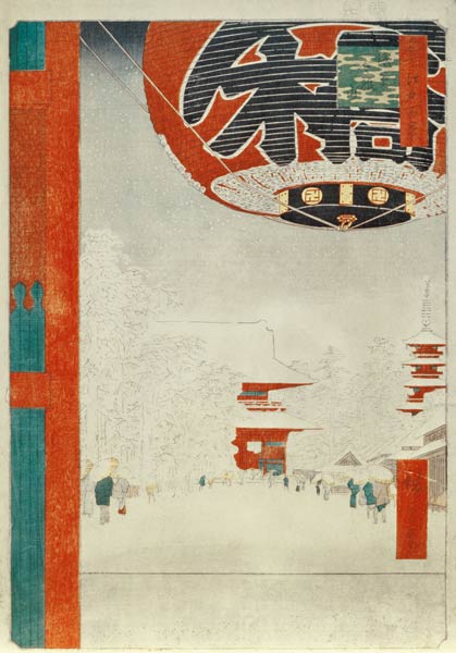 Tempel von Asakusa, Tokio von Ando oder Utagawa Hiroshige