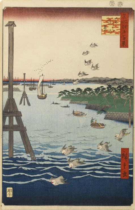 Blick auf die Küste von Shiba (Einhundert Ansichten von Edo) von Ando oder Utagawa Hiroshige
