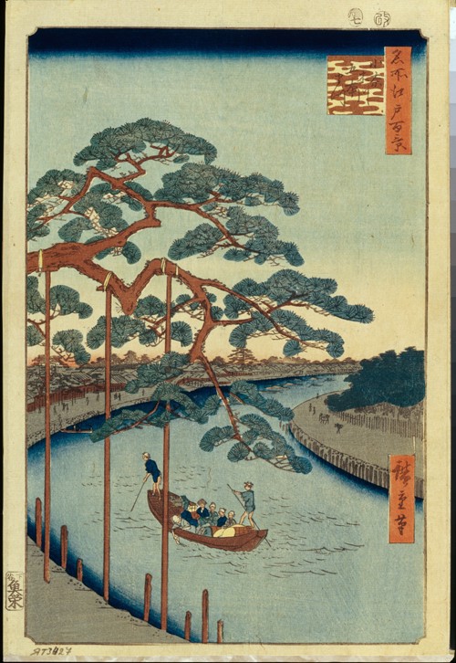 Fünf Kiefern am Konagi-Kanal (Einhundert Ansichten von Edo) von Ando oder Utagawa Hiroshige