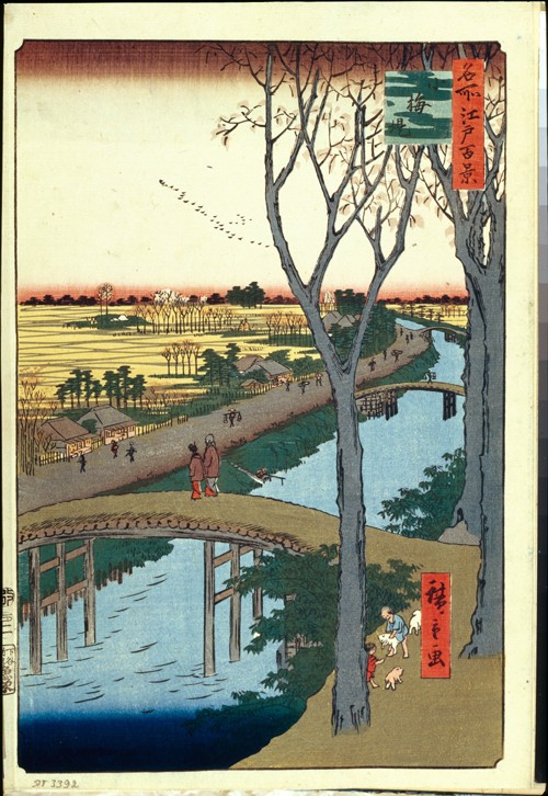 Ko'ume-Deich (Einhundert Ansichten von Edo) von Ando oder Utagawa Hiroshige
