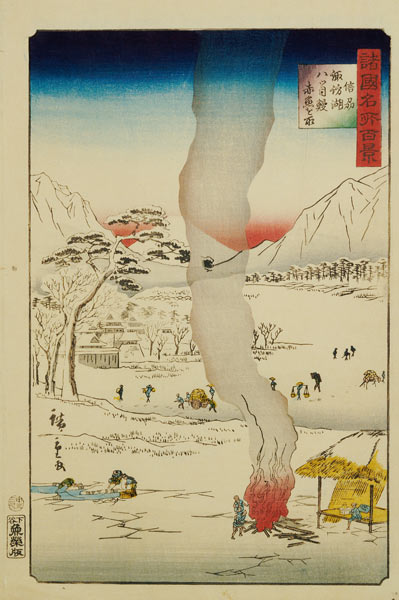 Men Fishing For Eels And Other Fish Through A Hole In  The Ice von Ando oder Utagawa Hiroshige