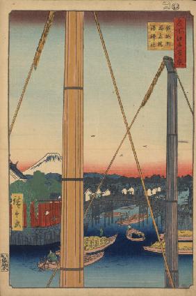 Teppozu Inari Schrein und Brücke (Einhundert Ansichten von Edo)
