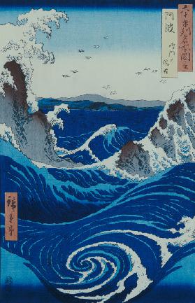 View of the Naruto whirlpools at Awa, from the series 'Rokuju-yoshu Meisho zue'