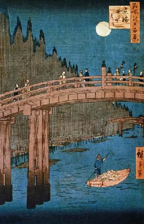 Kyoto Brücke bei Mondlicht, aus der Serie ''100 Views of Famous Place in Edo'', pub. 1855
