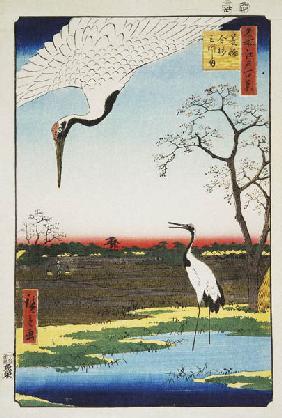 Mikawa-Insel, Kanasugi, und Minowa (Einhundert Ansichten von Edo)