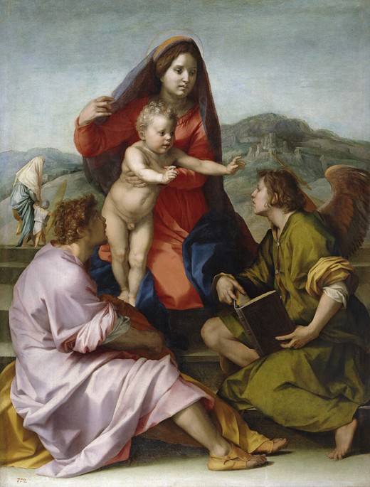 Madonna und Kind mit Heiligen Matthäus und Engel von Andrea del Sarto