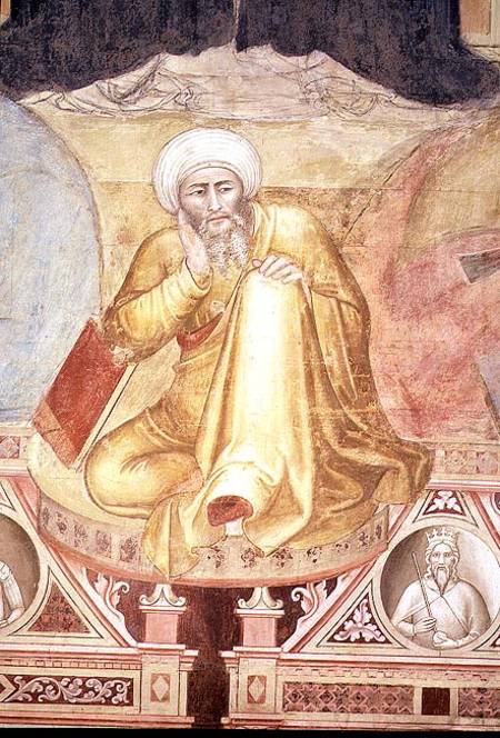 Triumph of St Thomas Aquinas, detail of figure below the throne, from the Spanish Chapel von Andrea  di Bonaiuto