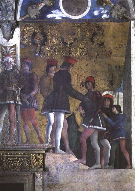 Courtiers from the court of Marchese Ludovico Gonzaga III of Mantua, from the Camera degli Sposi or von Andrea Mantegna