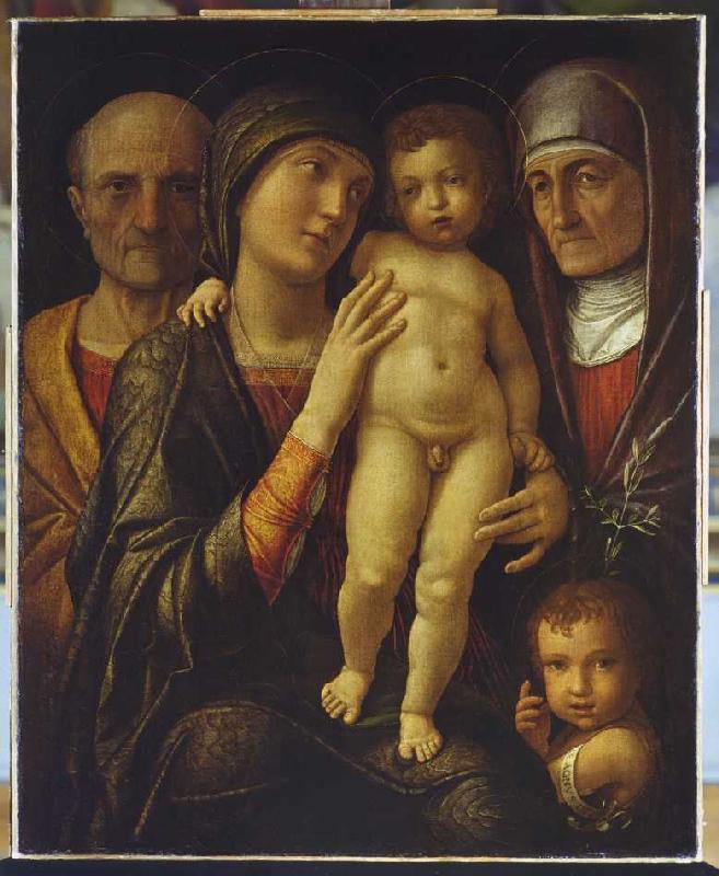 Die hl. Familie mit Elisabeth und dem Johannesknaben von Andrea Mantegna