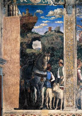 Horse and groom with hunting dogs, from the Camera degli Sposi or Camera Picta 1465-74