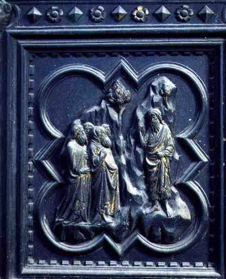 St John the Baptist Preaches to the Pharisees, seventh panel of the South Doors of the Baptistery of von Andrea Pisano