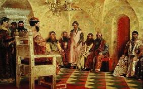 Tsar Mikhail Fyodorovich (1596-1645) with Boyars Sitting in His Room 1893