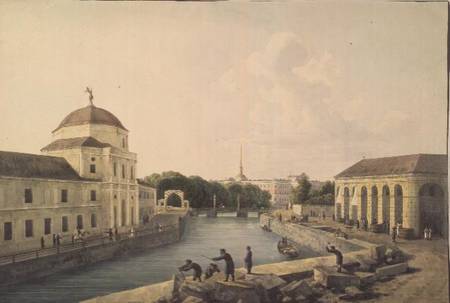 View of the Moika River by the Imperial Stables von Andrei Yefimovich Martynov